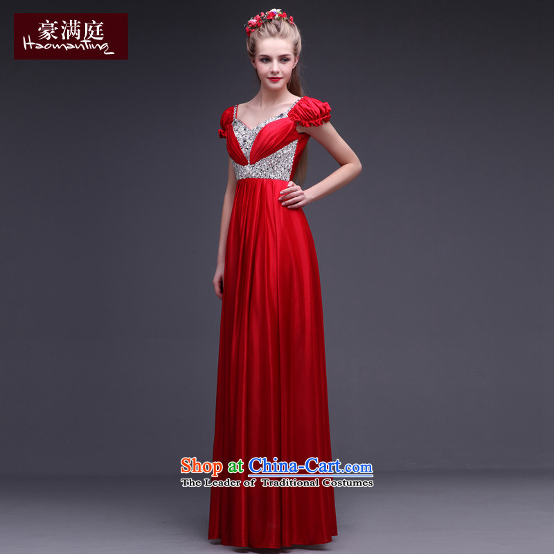 Ho full dress stylish chamber banquet long gathering stage moderator wedding dress skirt red autumn 2015 New Red M HO full Chamber , , , shopping on the Internet