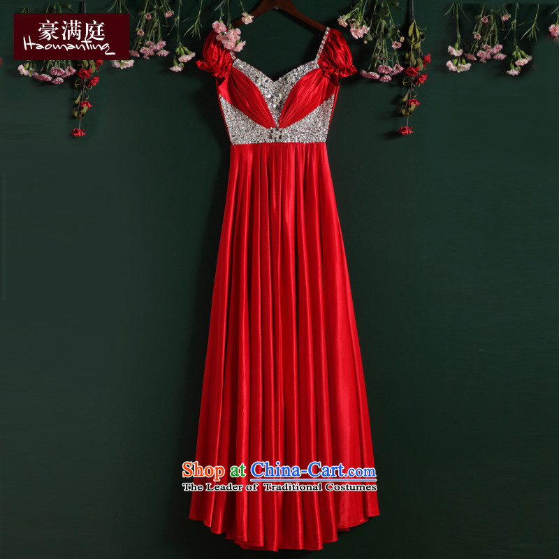 Ho full dress stylish chamber banquet long gathering stage moderator wedding dress skirt red autumn 2015 New Red M HO full Chamber , , , shopping on the Internet