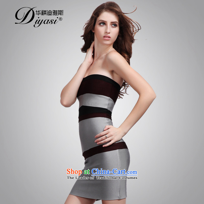Hua Qi Avandia, stylish Gray Red stitching and Chest Service sexy bows nightclubs 2015 new women's dresses stitching S, Wah Kee Avandia, , , , shopping on the Internet