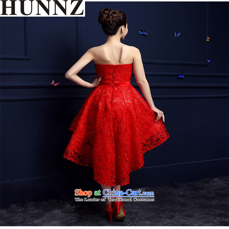 The new 2015 HUNNZ Stylish spring and summer short long after the former red bride wedding dress bows service banquet red red S,HUNNZ,,, shopping on the Internet