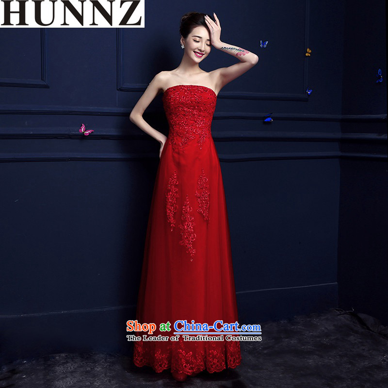 2015 New Korea HUNNZ version stylish evening dresses red spring and summer long elegant banquet bridal dresses red XL,HUNNZ,,, shopping on the Internet