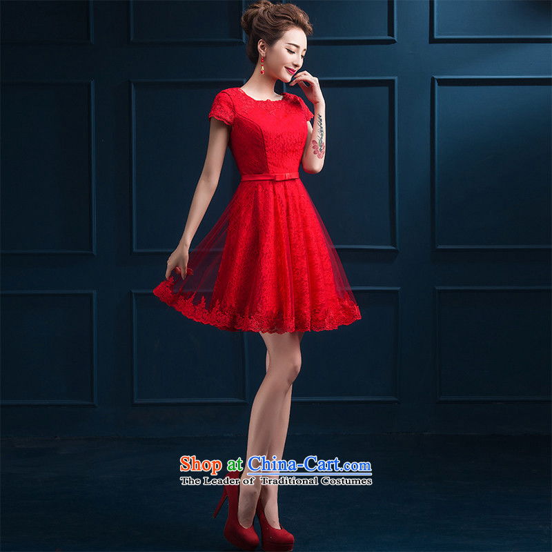 Hunnz   new spring and summer Korean Red, stylish wedding dress bows Service Bridal banquet evening dresses red XXL,HUNNZ,,, shopping on the Internet