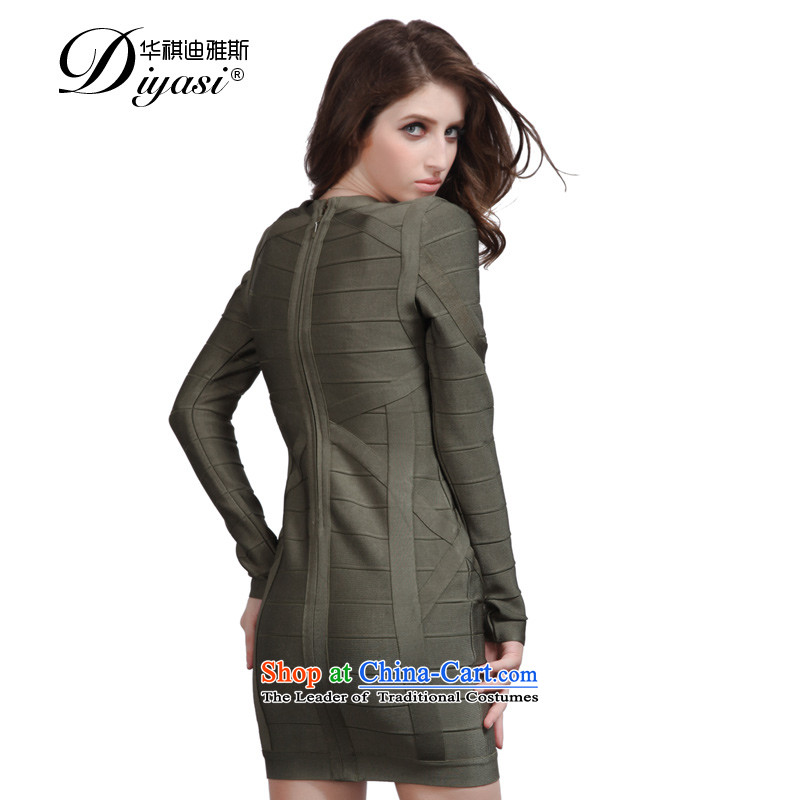 Hua Qi Avandia, new stylish new army green package and sexy V-Neck long-sleeved bandages dresses short of Army Green , L, Wah Kee Avandia, , , , shopping on the Internet