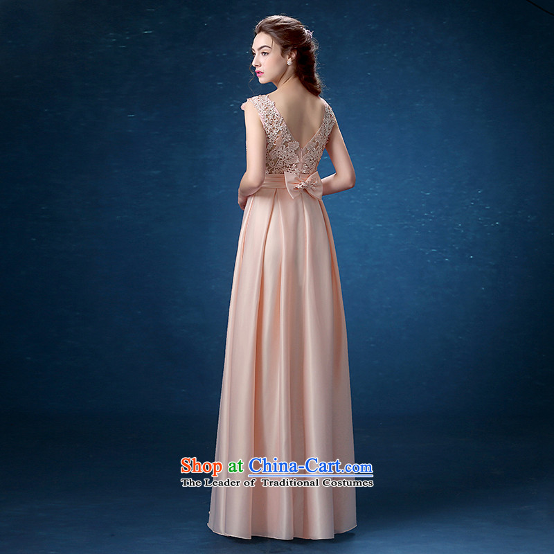The shoulders, banquet evening dresses long 2015 new female annual summer show evening dress long skirt girl autumn pink M in accordance with the rim Windsor shopping on the Internet has been pressed.