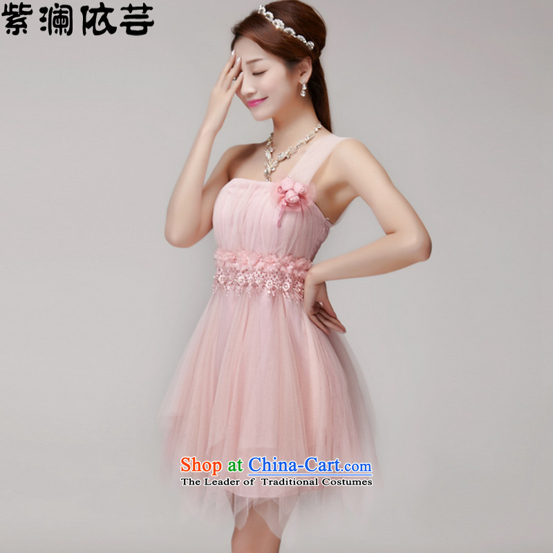 In accordance with its 2015 World first new bridesmaid mission dress evening dresses and sisters skirts banquet short of small dress LF015 pink  M purple world according to Hsu , , , shopping on the Internet