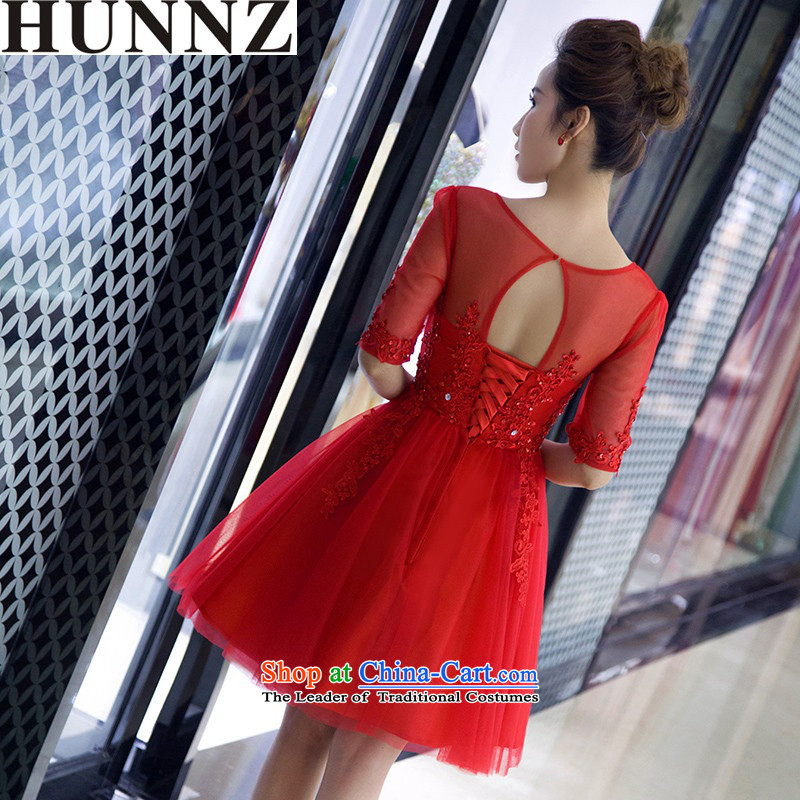     Korean fashion 2015 HUNNZ new spring and summer large graphics thin package shoulder banquet evening dresses bows Service Bridal Red XL,HUNNZ,,, shopping on the Internet