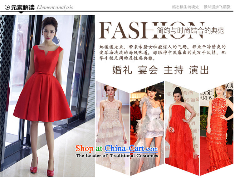 Hunnz   Korean V-Neck short stylish new Spring/Summer 2015 Service bridal dresses red bows banquet dress red XL Photo, prices, brand platters! The elections are supplied in the national character of distribution, so action, buy now enjoy more preferential! As soon as possible.