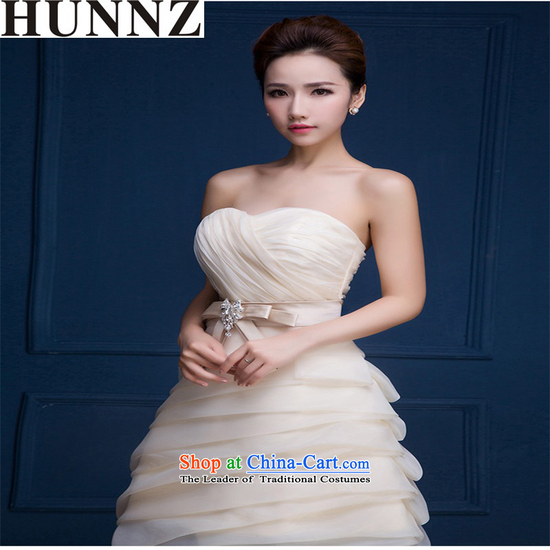 Hunnz    Korean large stylish graphics thin spring and summer 2015 new minimalist champagne evening dresses bridal dresses champagne color XL,HUNNZ,,, shopping on the Internet