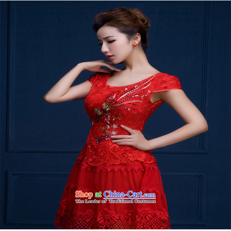 New stylish 2015 HUNNZ spring and summer red short, shoulders bows service bridal dresses Sau San evening dresses champagne color M,HUNNZ,,, shopping on the Internet
