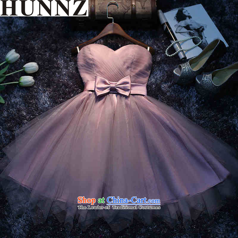 Hunnz   pink short of Korean style skirts sister Summer 2015 new bows services banquet evening dresses bride services PinkM