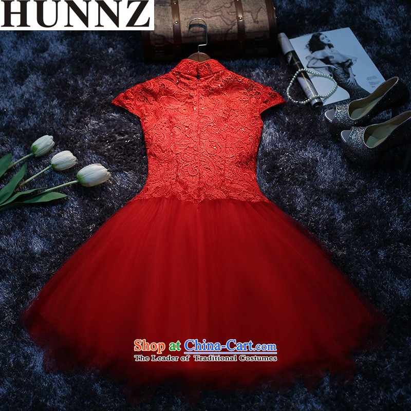 2015 New Korea HUNNZ fashion and the spring and summer evening dress short of ethnic banquet service bridal dresses dress bows red S,HUNNZ,,, shopping on the Internet