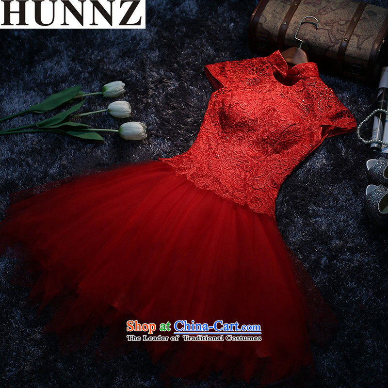 2015 New Korea HUNNZ fashion and the spring and summer evening dress short of ethnic banquet service bridal dresses dress bows red S,HUNNZ,,, shopping on the Internet