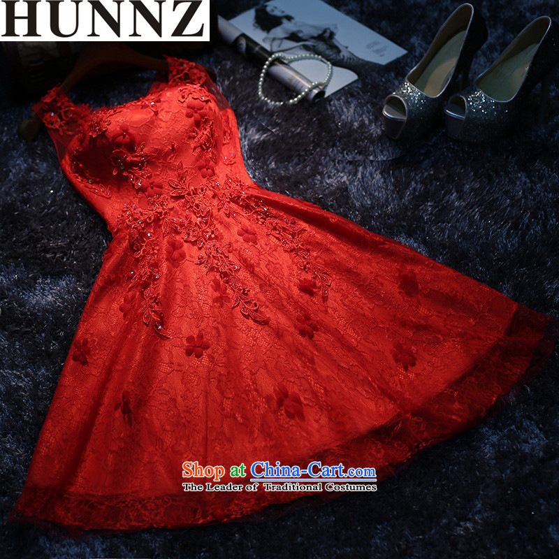 Hunnz     Korean style 2015 Spring/Summer new lace wiping the chest short stylish evening dress bridal dresses banquet service red XL,HUNNZ,,, bows shopping on the Internet