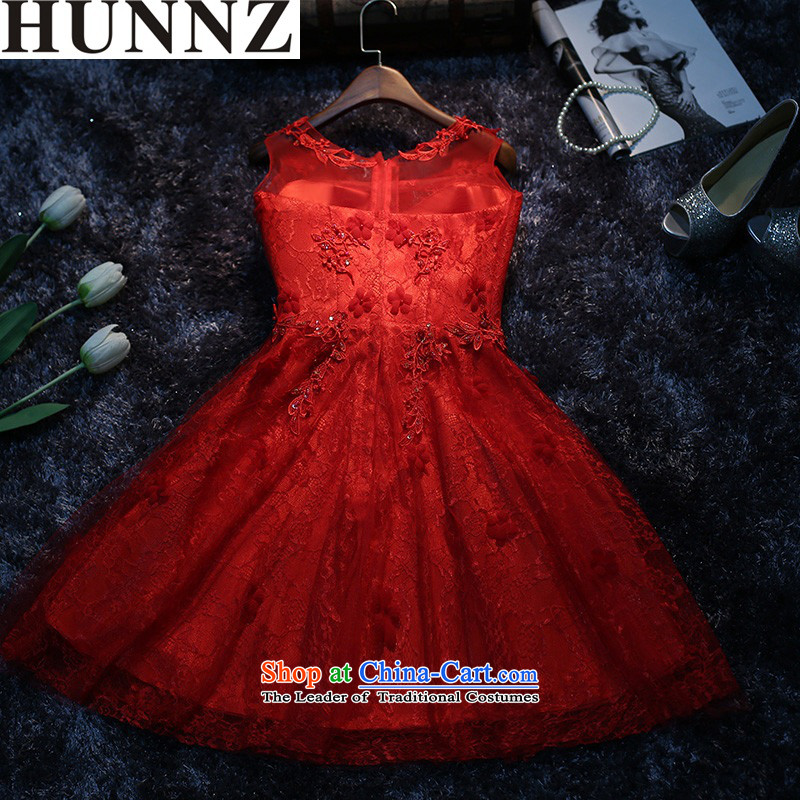 Hunnz     Korean style 2015 Spring/Summer new lace wiping the chest short stylish evening dress bridal dresses banquet service red XL,HUNNZ,,, bows shopping on the Internet