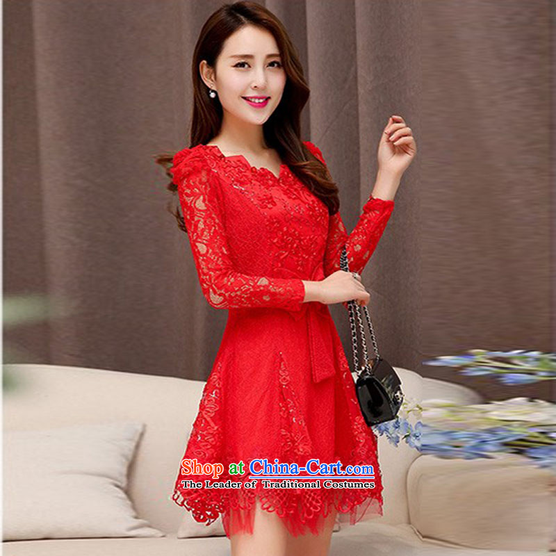 Hsitzu jorin spring and autumn 2015 installed new bride dress engraving bow tie lace dresses female 1527 RED M Hsitzu jorin shopping on the Internet has been pressed.