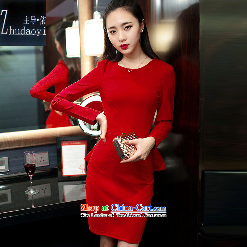 In accordance with the 2015 autumn load leading new long-sleeved elegant forming the gift of the Sau San skirts services Korean married Red Dress 212 black , L, lead with (zhudaoyi) , , , shopping on the Internet