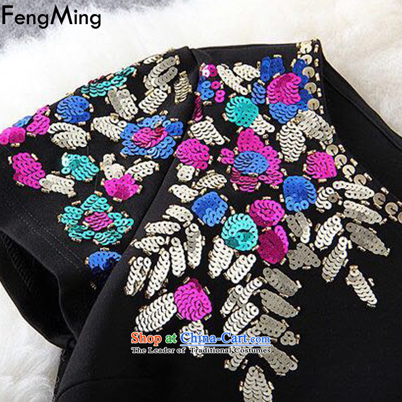  At the beginning of autumn 2015 Ming Fung Ching Ching, nail pearl on the same chip heavy industry small black skirt dresses Sau San short-sleeved black skirt wear , L, HSBC Holdings plc (fengming ming) has been pressed shopping on the Internet