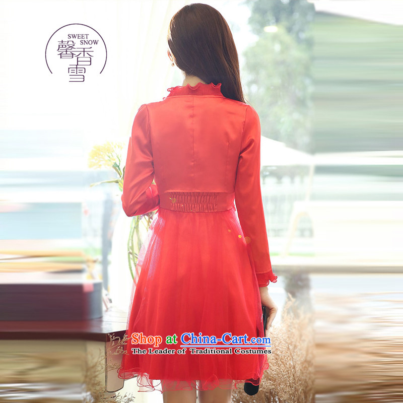The fragrant incense snow fall 2015 Red A field dresses with long-sleeved small shawl two kits bride bridesmaid marriage betrothal back to the door of the Sau San dress red , L, the fragrant incense XINXIANGXUE Xue () , , , shopping on the Internet