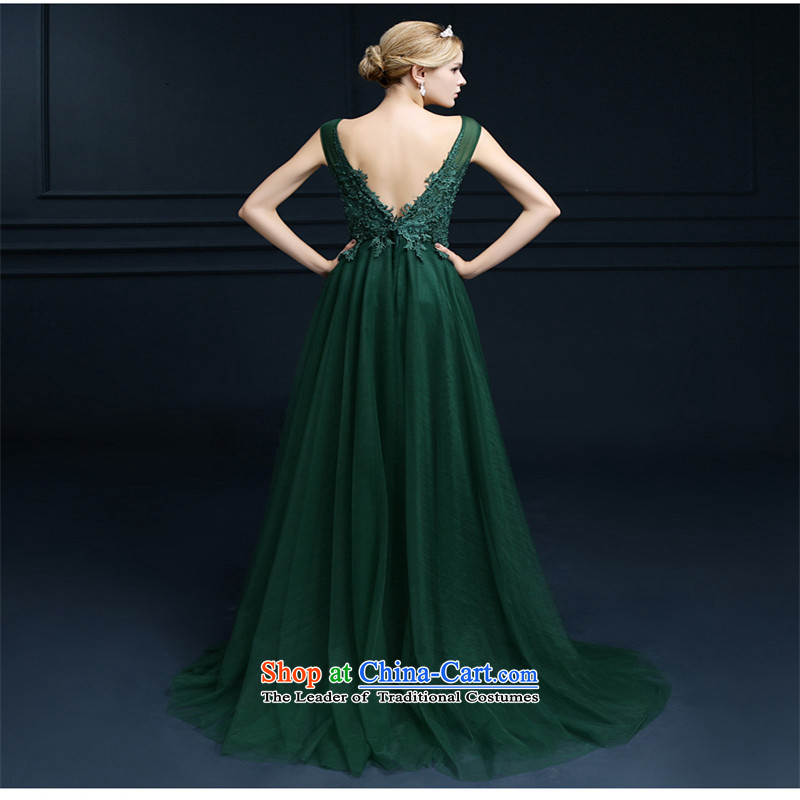    Large stylish HUNNZ long 2015 new spring and summer tail lace banquet Service Bridal Services bows dress emerald S,HUNNZ,,, shopping on the Internet