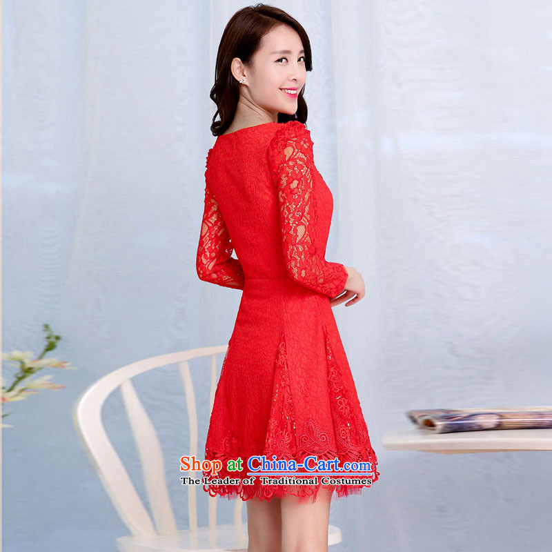 Stylish new 2015 devil of long-sleeved bridal dresses lace bows services hook spend a Bow Tie dresses female red XXL  XXL, red devil of the stylish SHISHANGMOZHE () , , , shopping on the Internet