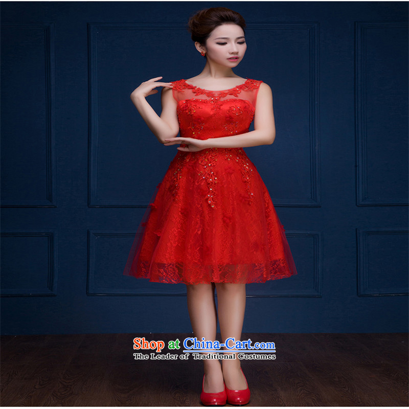 2015 Fashion Korean-style HUNNZ larger Sau San minimalist spring and summer short of evening dresses bride dress bows services red L,HUNNZ,,, shopping on the Internet