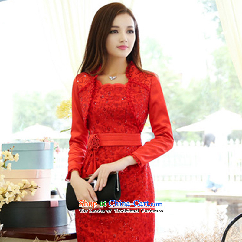 The law was the 2015 Autumn Qi load new Korean aristocratic bridesmaid marriages bows evening dresses female red lace dresses two-piece set with red 9959 wedding dresses, L= size is too small. The law, Manasseh (qi fash-modi) , , , shopping on the Internet
