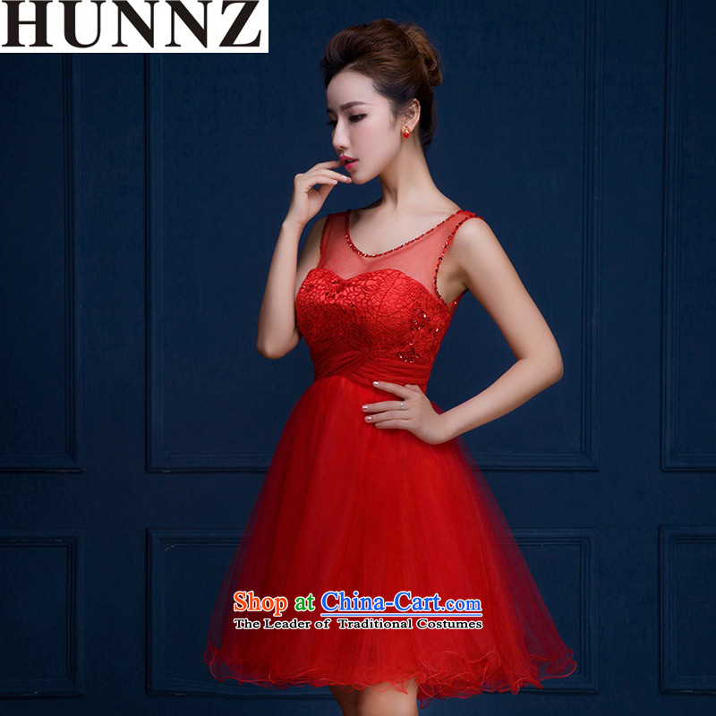  New stylish 2015 HUNNZ Korean Sau San minimalist large short of evening dresses bride dress bows services red XXL,HUNNZ,,, shopping on the Internet