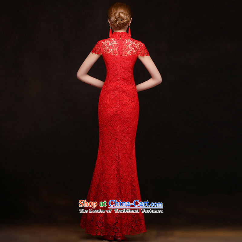 The leading edge of the Formosa lily wedding dresses 2015 autumn and winter new dress a bride bows services field shoulder Sau San crowsfoot dress banquet dress marriage long red dress red XXL, crowsfoot yarn edge Lily , , , shopping on the Internet