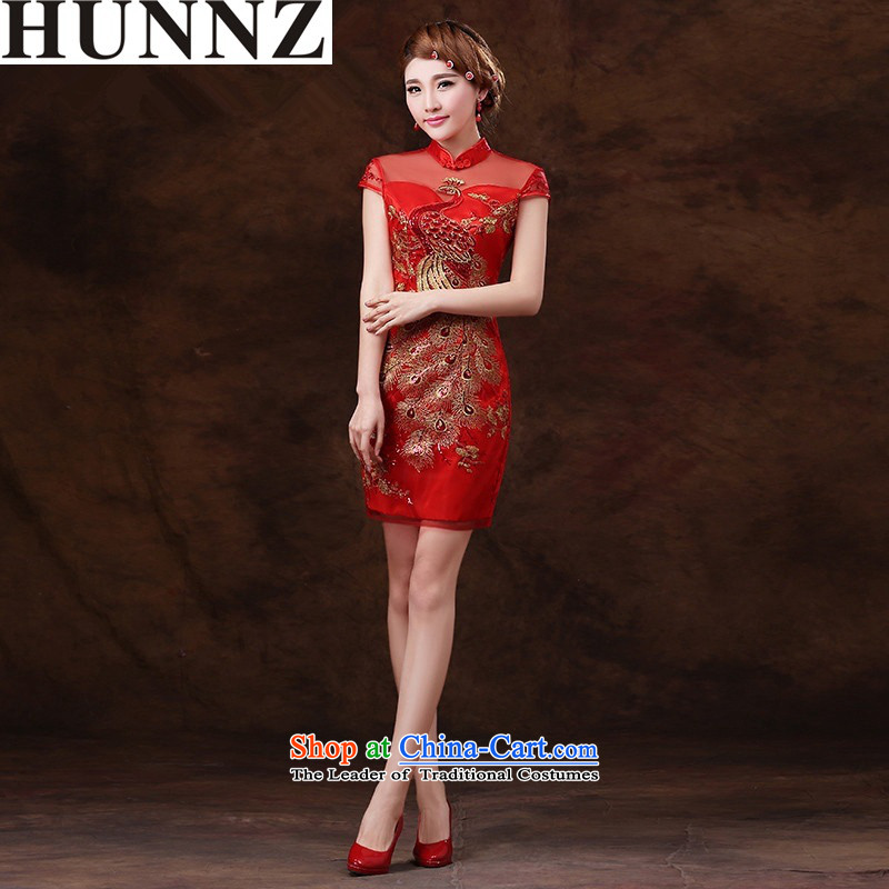     Chinese qipao) 2015 HUNNZ spring and summer short of the new bride dress bows Services Red Dress Red XXL,HUNNZ,,, banquet shopping on the Internet