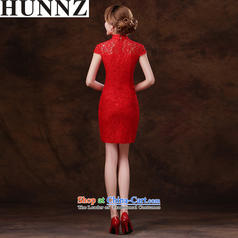      Toasting champagne service bridal dresses HUNNZ 2015 new spring and summer cheongsam dress improved lace banquet evening dresses red S,HUNNZ,,, shopping on the Internet