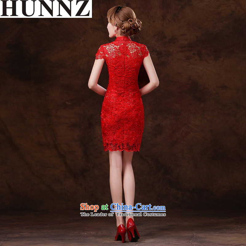 Hunnz    bride wedding dress qipao new 2015 spring/summer service banquet dress drink red red L,HUNNZ,,, Sau San shopping on the Internet