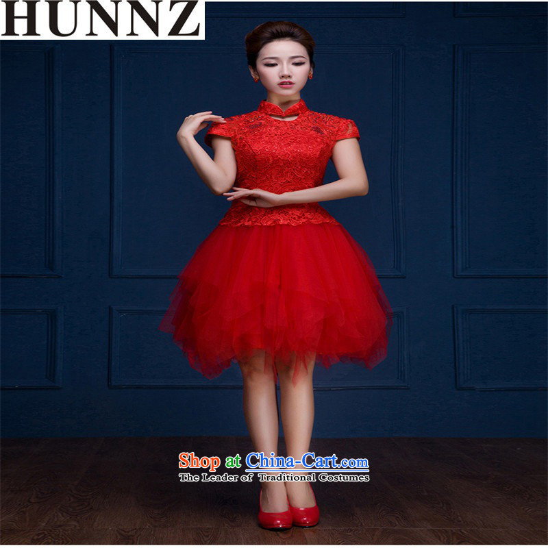 Hunnz     new lace larger Sau San minimalist wedding dress 2015 new spring and summer evening dress bows service banquet red XL,HUNNZ,,, shopping on the Internet