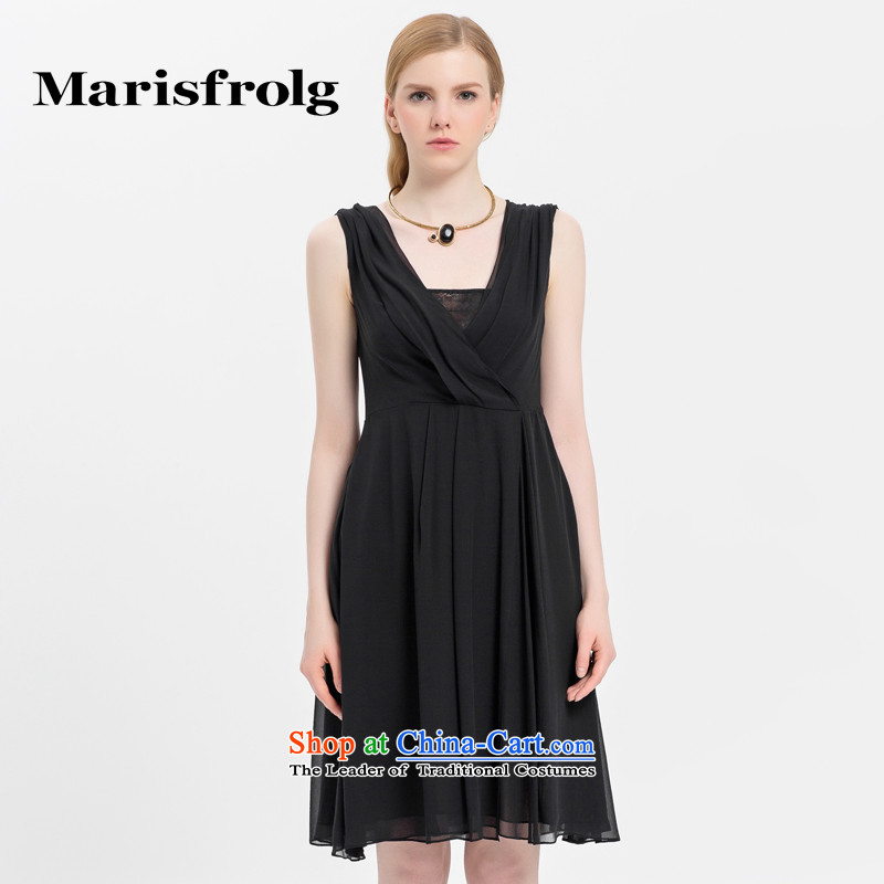 Marguerite had Rumsfeld marisfrolg/ soft V-Neck Silk Dresses genuine counters at the beginning of autumn female new black 2/m/38,marisfrolg,,, shopping on the Internet
