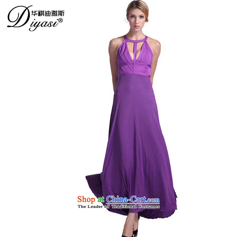 Hua Qi Avandia, sexy straps, evening dress noble annual purple temperament long skirt dresses purple XXS, Wah Kee Avandia, , , , shopping on the Internet