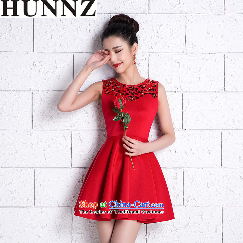      New stylish HUNNZ Spring/Summer 2015 large Korean style red dress bows service banquet bridal dresses red M,HUNNZ,,, shopping on the Internet