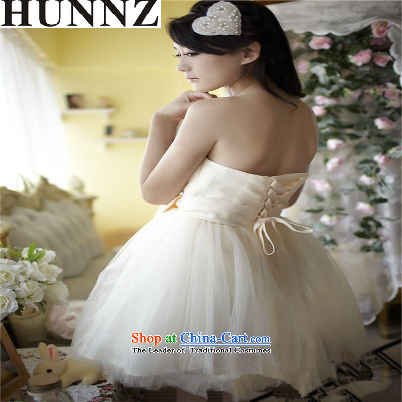      The spring and summer of 2015, stylish HUNNZ new anointed chest won sleeveless evening dress banquet bride dress bows service light champagne color XXXL,HUNNZ,,, shopping on the Internet