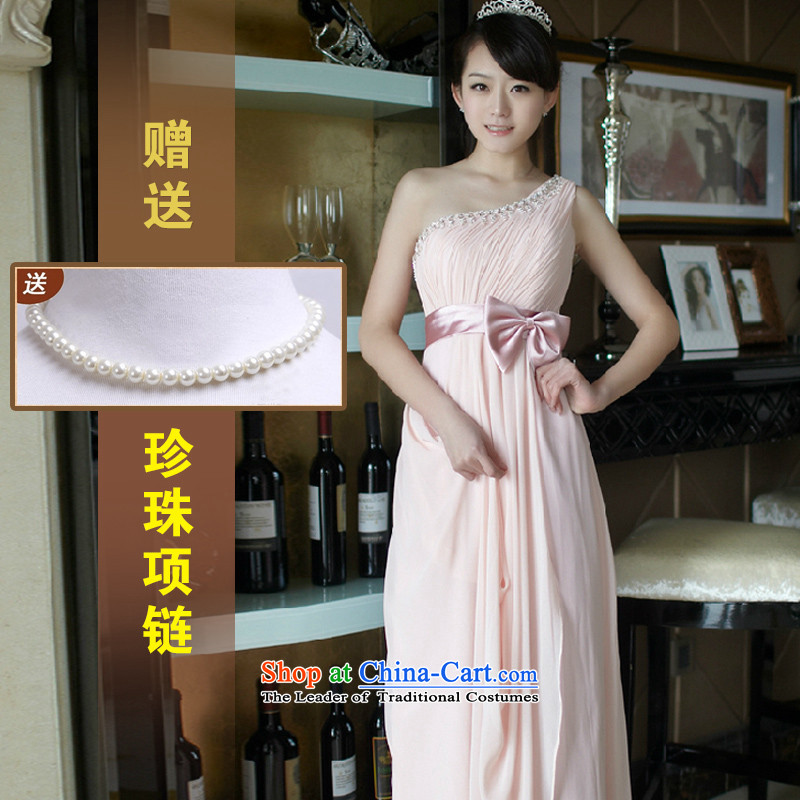      2015 new stylish HUNNZ spring and summer pure color single shoulder length, banquet evening dresses bows services usual zongzi bride toner XS,HUNNZ,,, shopping on the Internet