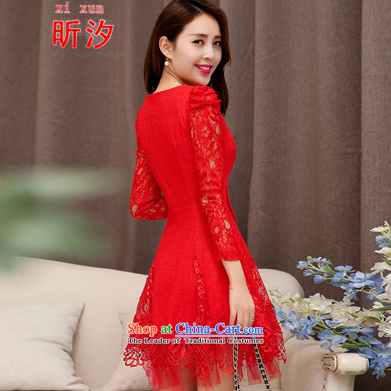 The litany of desingnhotels  &2015 autumn new for women pure color graphics in long-sleeved thin long skirt skirt #5303 RED M Xin Xi Zhi Xun (xi) , , , shopping on the Internet