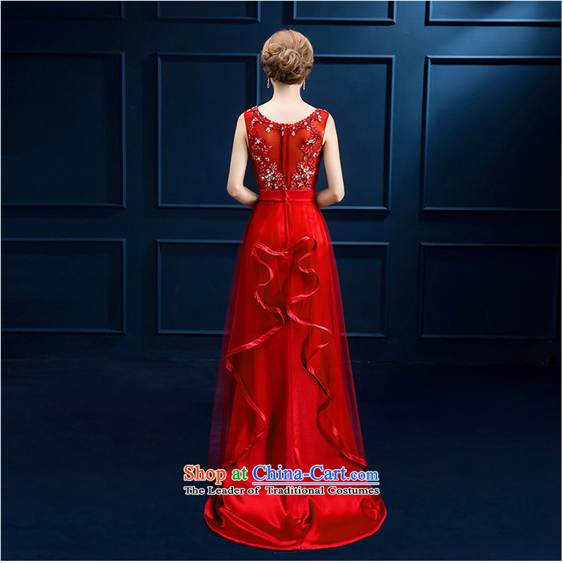 The first white into about 2015 Autumn new shoulders red stylish evening dresses large banquet long thin bride toasting champagne Sau San video service female red XL, white first into about shopping on the Internet has been pressed.