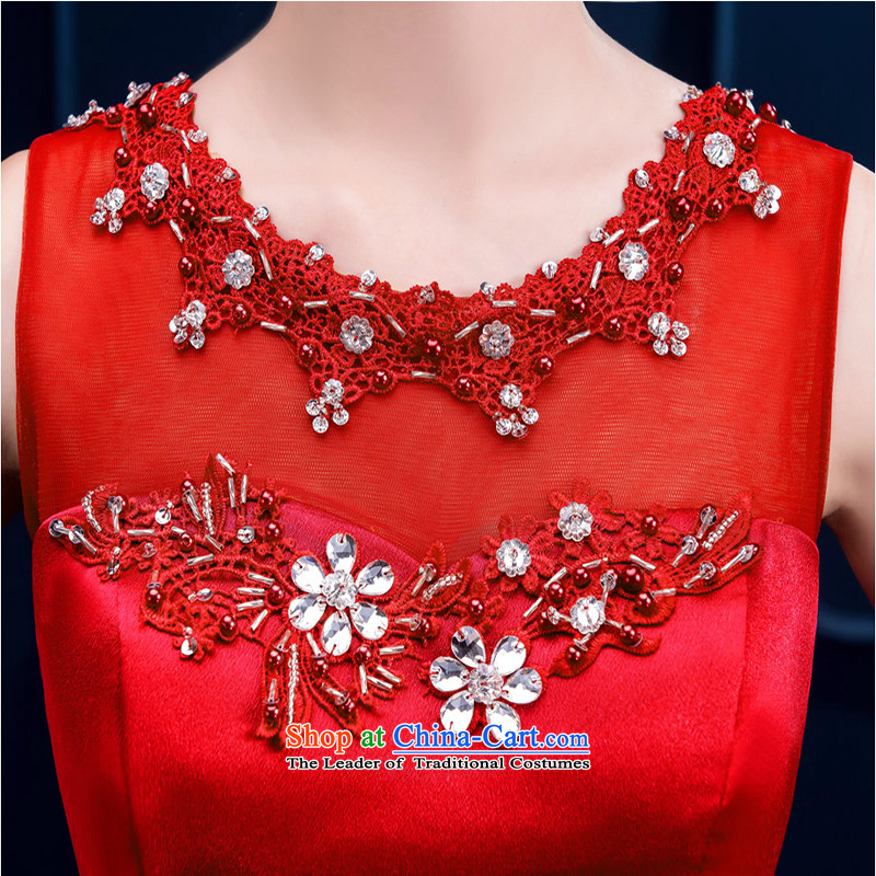 The first white into about 2015 Autumn new shoulders red stylish evening dresses large banquet long thin bride toasting champagne Sau San video service female red XL, white first into about shopping on the Internet has been pressed.