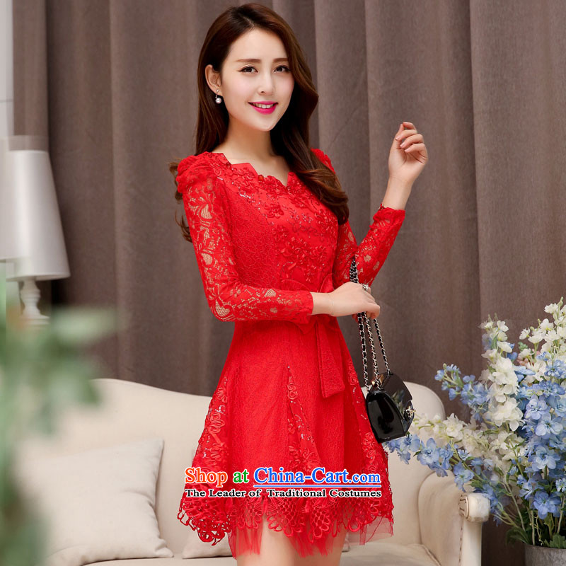 In the autumn of 2015 World new simple yet elegant, dress bride bows long skirt Foutune of Sau San video thin the lift mast to dress  in the world 1527 RED M , , , shopping on the Internet