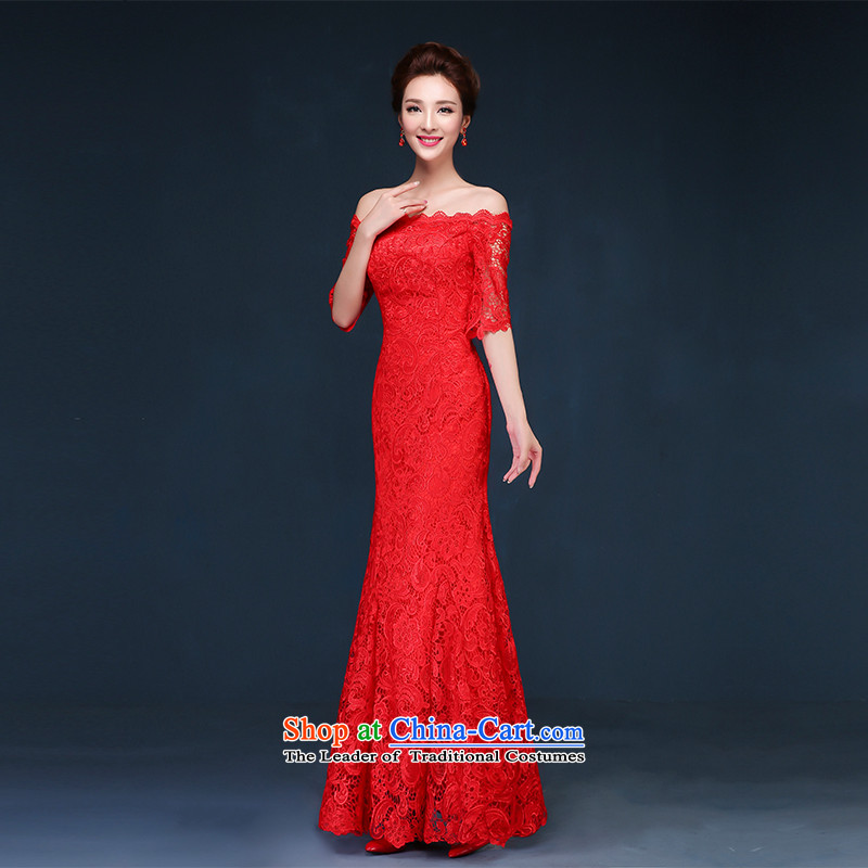 Name of the new summer 2015 hannizi long stylish Korean word shoulder bridesmaid service bridal dresses evening dresses red , Korea, L, hannizi) , , , shopping on the Internet