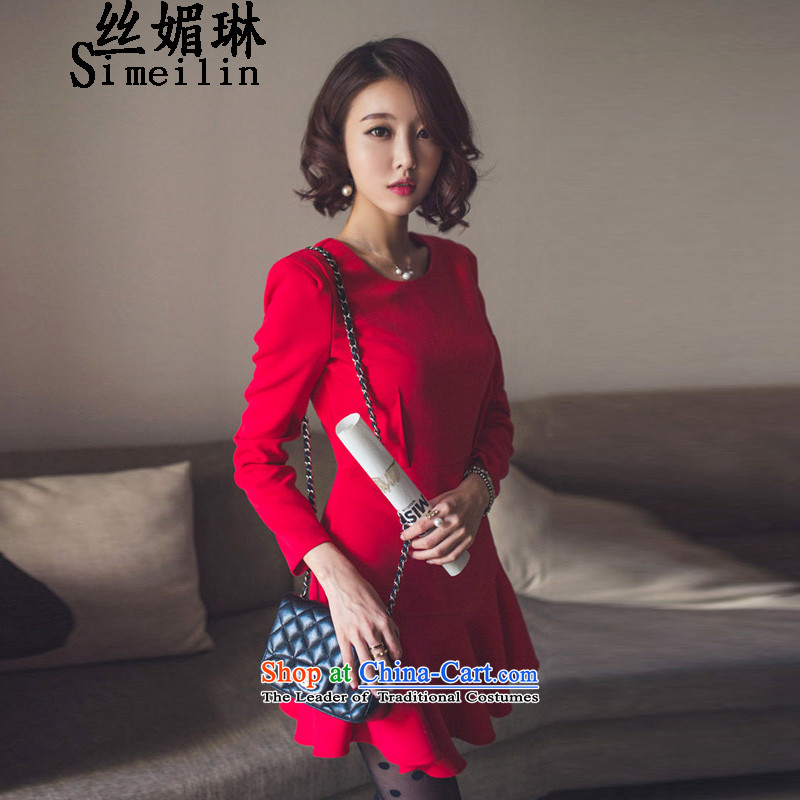 The population of New autumn 2015 Lin female festive temperament elegant dress forming the Sau San skirt crowsfoot dresses picture color XL, population of RIM (simeilin) , , , shopping on the Internet