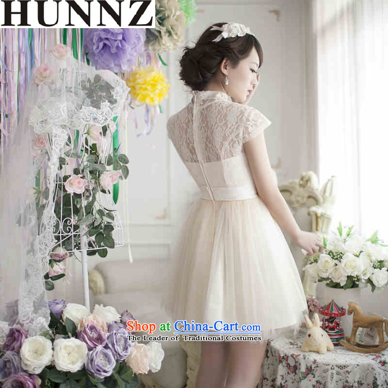 New stylish 2015 HUNNZ 2015 Korean dress package shoulder lace bridal dresses bows service light champagne color L,HUNNZ,,, shopping on the Internet