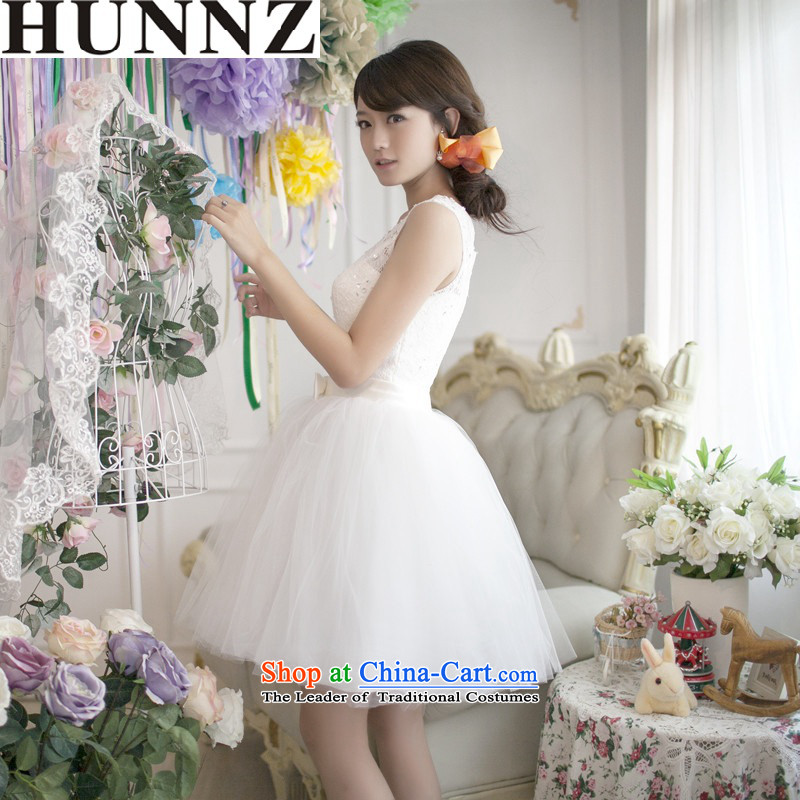      New stylish HUNNZ Spring/Summer 2015 Korean bridal dresses simple graphics thin large banquet dinner dress white XXL,HUNNZ,,, shopping on the Internet