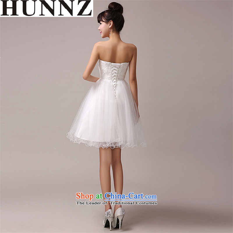 2015 new stylish HUNNZ larger Sau San minimalist banquet evening dresses bride dress bows Services Services White L,HUNNZ,,, bridesmaid shopping on the Internet