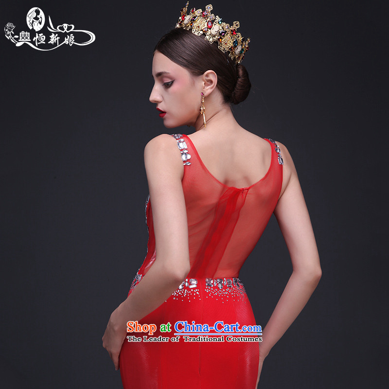 Noritsune bride new red marriage Services Mr Ronald Sau San crowsfoot bows dress bride banquet evening dress large new pre-sale fine custom red S noritsune bride shopping on the Internet has been pressed.