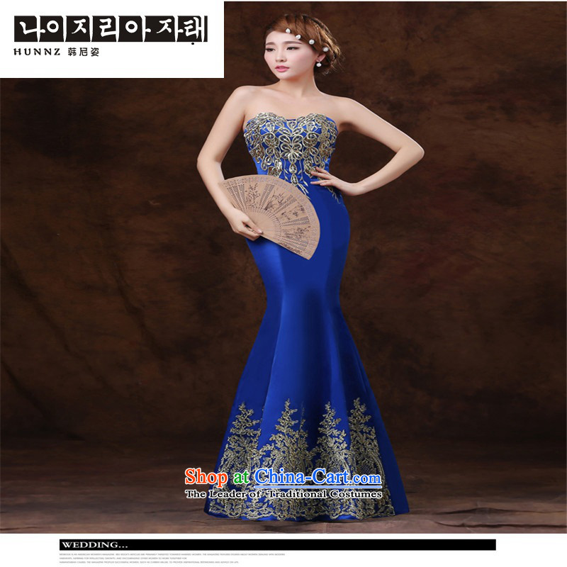 Name of the new 2015 stylish hannizi lace banquet dress crowsfoot long gown bows services blue bride XL, Korea, Gigi Lai (hannizi) , , , shopping on the Internet