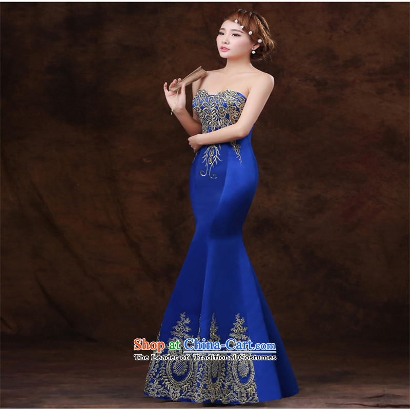 Name of the new 2015 stylish hannizi lace banquet dress crowsfoot long gown bows services blue bride XL, Korea, Gigi Lai (hannizi) , , , shopping on the Internet