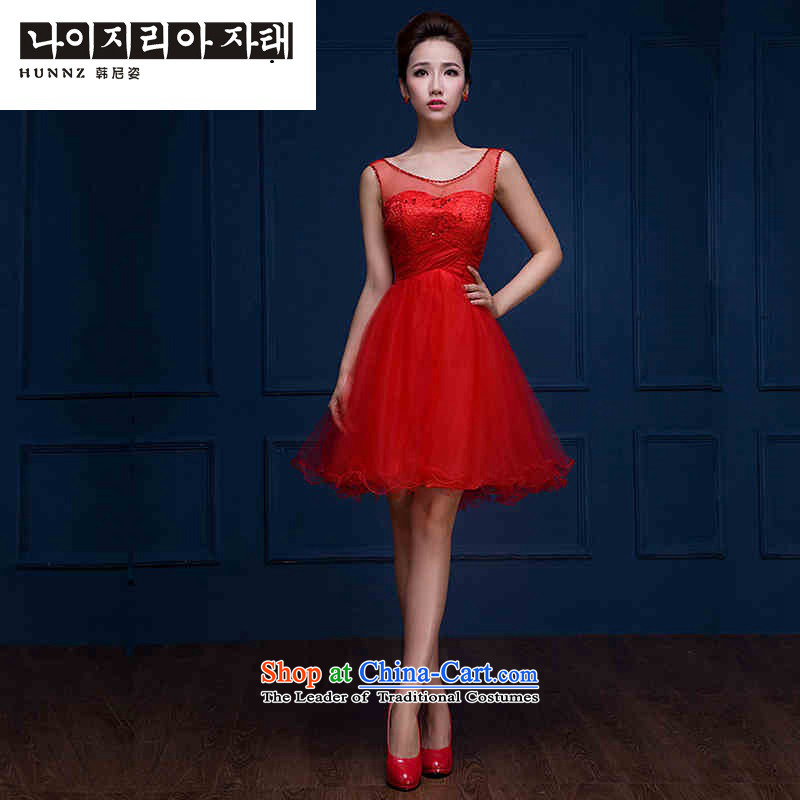 Name of the new 2015 hannizi spring and summer Korean fashion with short of Sau San evening dresses bows service bridal dresses red and postures (Korea XXL, hannizi) , , , shopping on the Internet